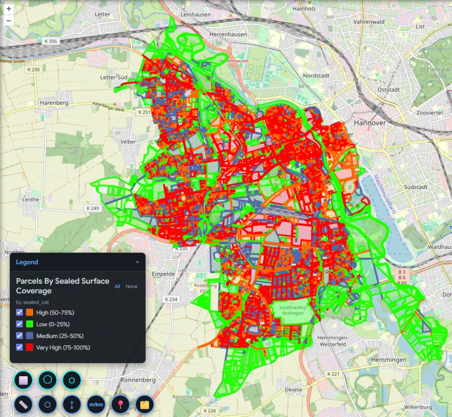 Revenue modeling dashboard with district-level stormwater revenue projections